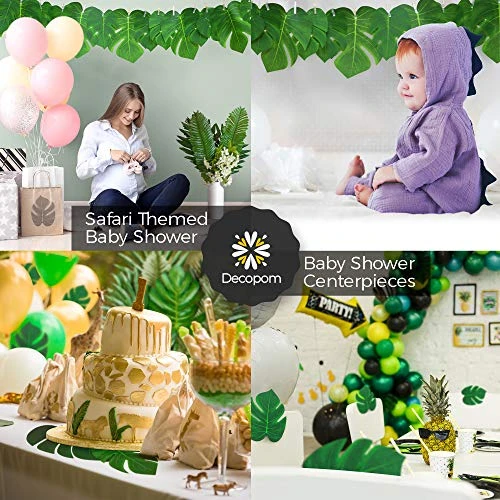 Decopom Palm Leaves Artificial Tropical Monstera-84Pcs 6 Kinds Large Small Green Fake Palm Leaf With Stems For Safari Jungle Hawaiian Luau Party Table Decoration Wedding Birthday Theme Party 6 Decopom Palm Leaves Artificial Tropical Monstera-84Pcs 6 Kinds Large Small Green Fake Palm Leaf With Stems For Safari Jungle Hawaiian Luau Party Table Decoration Wedding Birthday Theme Party - Image 4