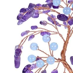 Jovivi Amethyst Crystal Tree With Aquamarine Round Beads, Clear Quartz Cluster Base Healing Crystals Feng Shui Bonsai Money Tree Home Office Desk Decor For Wealth And Luck -Artificial Trees Store 51duQzS1udL
