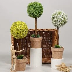 OAutoSjy Artificial Ball Shaped Tree Artificial Plants Potted Fake Topiary Single Ball Tree In Pot Simulation Plastic Faux Flower Ornament Tabletop Decorative Home Indoor Outdoor Decor, White Type 1 16 OAutoSjy Artificial Ball Shaped Tree Artificial Plants Potted Fake Topiary Single Ball Tree In Pot Simulation Plastic Faux Flower Ornament Tabletop Decorative Home Indoor Outdoor Decor, White Type 1 -Artificial Trees Store 51eS66m7eUL