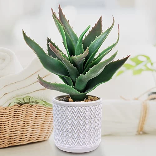 Set Of 3 Assorted Small Potted Plants Fake Eucalyptus Boxwood Plants And Aloe Succulent Plant In Gray Geometric Concrete Ceramic Pots For Gifts Home Kitchen Table Desk Indoor Outdoor Greenery Decor 6 Set Of 3 Assorted Small Potted Plants Fake Eucalyptus Boxwood Plants And Aloe Succulent Plant In Gray Geometric Concrete Ceramic Pots For Gifts Home Kitchen Table Desk Indoor Outdoor Greenery Decor - Image 4