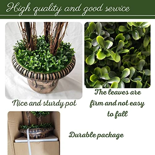 Coregreen Artificial Boxwood Topiary Tree In Pot 27.5inch Artificial Triple Ball Shaped Plant Fake Plant Faux Greenery Potted Tree Indoor Ourdoor Decoration Home Office Decor 5 Coregreen Artificial Boxwood Topiary Tree In Pot 27.5inch Artificial Triple Ball Shaped Plant Fake Plant Faux Greenery Potted Tree Indoor Ourdoor Decoration Home Office Decor - Image 3