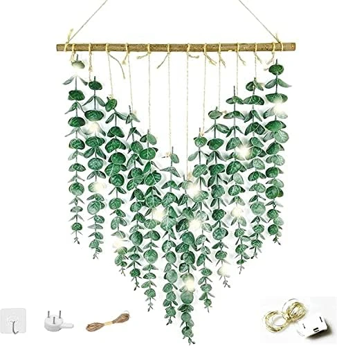 HYUZO Hanging Eucalyptus Boho Wall Decor Large Bedroom Eucalyptus Garland Artificial Eucalyptus Greenery Farmhouse Rustic Wall Hanging Fake Plants Leaves 5.6 Feet For Bathroom Living Room Decorations 8 HYUZO Hanging Eucalyptus Boho Wall Decor Large Bedroom Eucalyptus Garland Artificial Eucalyptus Greenery Farmhouse Rustic Wall Hanging Fake Plants Leaves 5.6 Feet For Bathroom Living Room Decorations - Image 6