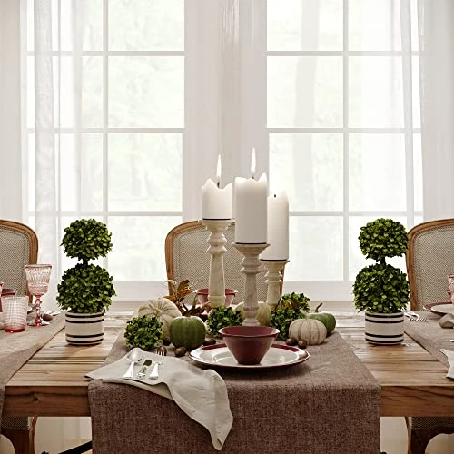 Barnyard Designs Set Of 2 (12.5") Artificial Boxwood Topiary Potted Plant Decorations, Mini Faux Fake Plant Greenery Arrangements In Pots For Office Desk Or Home Decor, 5.5" X 12.5" 5 Barnyard Designs Set Of 2 (12.5") Artificial Boxwood Topiary Potted Plant Decorations, Mini Faux Fake Plant Greenery Arrangements In Pots For Office Desk Or Home Decor, 5.5" X 12.5" - Image 3