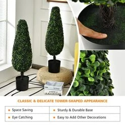 Goplus 3ft Artificial Boxwood Tower Topiary Trees, 2 Pack Faux Decorative Plants In Cement-Filled Plastic Pot, Fake Greenery Plants For Indoor Outdoor Home Office Garden Porch Decor 10 Goplus 3ft Artificial Boxwood Tower Topiary Trees, 2 Pack Faux Decorative Plants In Cement-Filled Plastic Pot, Fake Greenery Plants For Indoor Outdoor Home Office Garden Porch Decor -Artificial Trees Store 51fZ8L1bkZL