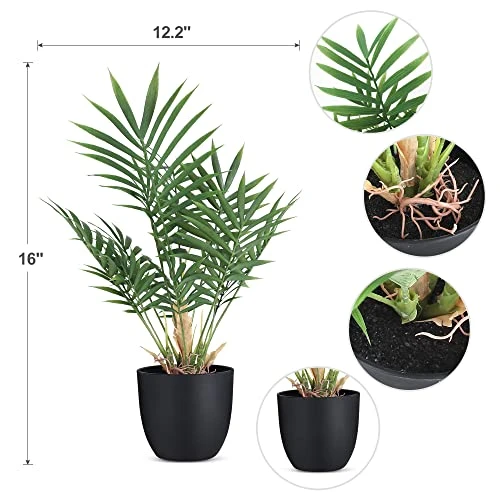 WOODWORD 2 Pack Fake Plant With Pot 16" Desk Plant Artificial Potted Faux Plants For Office Desk Shelf Home Farmhouse Decor (Bamboo Leaf) 4 WOODWORD 2 Pack Fake Plant With Pot 16" Desk Plant Artificial Potted Faux Plants For Office Desk Shelf Home Farmhouse Decor (Bamboo Leaf) - Image 2
