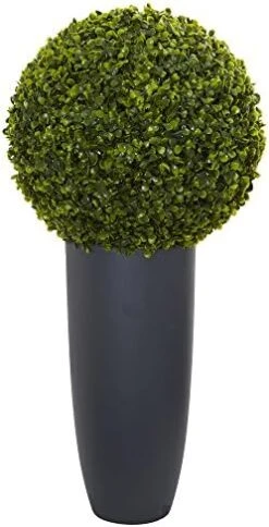 Nearly Natural 6404 Artificial Plant (Indoor/Outdoor) 28†Boxwood Topiary Ball In White Tower Planter, Green,15"Dx15"Wx28"H 14 Nearly Natural 6404 Artificial Plant (Indoor/Outdoor) 28†Boxwood Topiary Ball In White Tower Planter, Green,15"Dx15"Wx28"H -Artificial Trees Store 51gTPEMst2L. AC