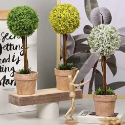OAutoSjy Artificial Ball Shaped Tree Artificial Plants Potted Fake Topiary Single Ball Tree In Pot Simulation Plastic Faux Flower Ornament Tabletop Decorative Home Indoor Outdoor Decor, White Type 1 17 OAutoSjy Artificial Ball Shaped Tree Artificial Plants Potted Fake Topiary Single Ball Tree In Pot Simulation Plastic Faux Flower Ornament Tabletop Decorative Home Indoor Outdoor Decor, White Type 1 -Artificial Trees Store 51gguVYcFdL