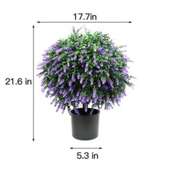 Sunnyglade 21.6” Tall Artificial Lavender Topiary Ball Tree Set Of 2 Pack Potted Bushes UV Resistant Potted Plants For Indoor Outdoor Home Garden(Purple) -Artificial Trees Store 51gnPjTakOL