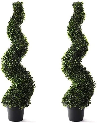 Bornbridge Artificial Spiral Topiary Tree - Indoor/Outdoor Topiary Trees - Artificial Outdoor Plants (2 Pack, 4' Cypress) 4 Bornbridge Artificial Spiral Topiary Tree - Indoor/Outdoor Topiary Trees - Artificial Outdoor Plants (2 Pack, 4' Cypress) - Image 2