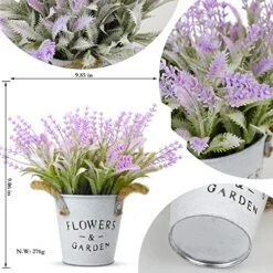 Supecaty 2 Pack Artificial Plants Fake Purple Lavender And Blueberry Plants In Metal Pots, Small Farmhouse Flowers For Indoor Outdoor Home Bathroom Kitchen Office Party Decoration -Artificial Trees Store 51h948dhFhL