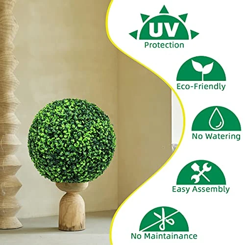Easnwllim 2 PCS 14.96 Inch Artificial Boxwood Balls Decorative Faux Boxwood Balls Round Artificial Plant Topiary Ball For Backyard, Balcony, Garden, Wedding Party, Home Office 4 Easnwllim 2 PCS 14.96 Inch Artificial Boxwood Balls Decorative Faux Boxwood Balls Round Artificial Plant Topiary Ball For Backyard, Balcony, Garden, Wedding Party, Home Office - Image 2