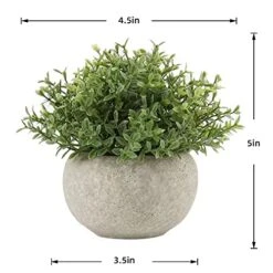 N-O Artificial Potted Plants Bathroom Home Office Decor Mini Fake Greenery Faux Topiary Shrubs Plants For Desk Decoration 3 Packs (Green), 4.3 X 4.3 X 4.7in -Artificial Trees Store 51hDnNiqlBL