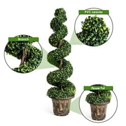 GOPLUS 4 Ft Artificial Boxwood Spiral Topiary Tree, Fake Greenery Plants, Leaves & Cement-Filled Plastic Flower Pot Decorative Trees For Porch Home Office Indoor Outdoor 16 GOPLUS 4 Ft Artificial Boxwood Spiral Topiary Tree, Fake Greenery Plants, Leaves & Cement-Filled Plastic Flower Pot Decorative Trees For Porch Home Office Indoor Outdoor -Artificial Trees Store 51hTkNovvjL