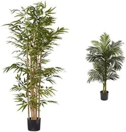 Nearly Natural 5253 Bamboo Silk Tree, 64-Inch, Green -Artificial Trees Store 51hjLSje46L. AC