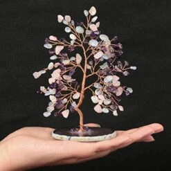 CrystalTears Crystal Gemstone Tree Amethyst Rose Quartz Aquamarine Crystal Money Tree Feng Shui Crystal Bonsai Tree For Good Luck Home Decoration 5.5"-6.3" -Artificial Trees Store 51hqL569b4L
