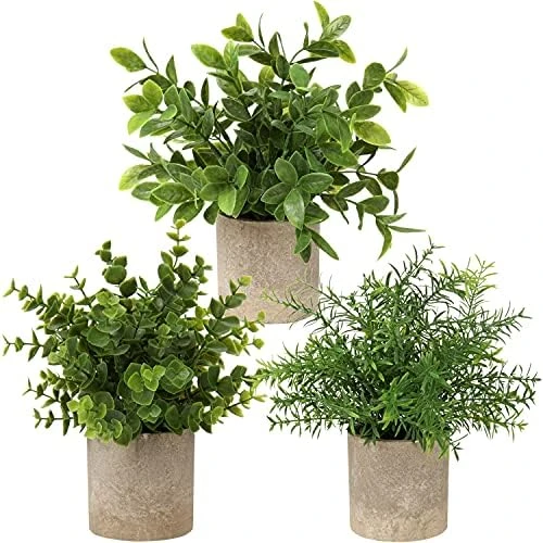 Briful Artificial Potted Plants Set Of 3 Small Faux Plant Eucalyptus Mini Fake Plant Decor For Home Table Office Room Desk Bathroom Shelf Kitchen Rustic Farmhouse Mantel Decoration 11 Briful Artificial Potted Plants Set Of 3 Small Faux Plant Eucalyptus Mini Fake Plant Decor For Home Table Office Room Desk Bathroom Shelf Kitchen Rustic Farmhouse Mantel Decoration - Image 9