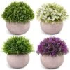 CEWOR 4pcs Small Artificial Plants, Fake Plants For Office Desk Bathroom Home Decoration, Mini Faux Topiary Shrubs -Artificial Trees Store 51hxzujCl7L