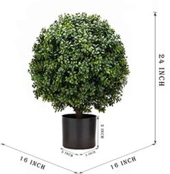24''T Artificial Trees For Outdoors Set Of 2, Outdoor Artificial Boxwood Ball Topiary Bushes Potted Plants,Home Decor Artificial Topiariy Trees For Front Porch -Artificial Trees Store 51iTQscon3L
