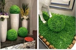 OOKi- 7 Inch Artificial Boxwood Ball Topiary Lifelike Plants Half Round Topiary For Home Garden, Front Patio, Planter, Deck, Backyard Indoor/Outdoor Decore, Rose Leaf (7 Inch) -Artificial Trees Store 51iaS2UyBZL 1