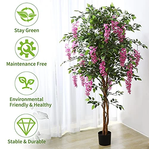 THE BLOOM TIMES 6ft Fake Wisteria Tree Artificial Plants For Home Decor Indoor 6 Feet Tall 72 Inch 5 THE BLOOM TIMES 6ft Fake Wisteria Tree Artificial Plants For Home Decor Indoor 6 Feet Tall 72 Inch - Image 3