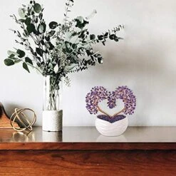 Jovivi Amethyst Crystal Heart Money Tree Healing Gemstone Bonsai Ornament For Wedding Ceremony Reiki Balancing Energy Meditation Feng Shui Wealth & Good Luck Home Indoor Office Decor 7.87"-8.26" -Artificial Trees Store 51ixVIJF9rL