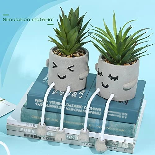 Iuuidu Artificial Potted Plant, Faux Succulent In Pot Emotional Cement Potted Plant Animated Artificial Succulents Decor For Home Living Room Bedroom And Office(Shy) 6 Iuuidu Artificial Potted Plant, Faux Succulent In Pot Emotional Cement Potted Plant Animated Artificial Succulents Decor For Home Living Room Bedroom And Office(Shy) - Image 4