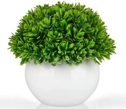 Mini Artificial Plant In White Ceramic Pot | Decorative Faux Plant For Home/Office Decor | Small Potted Topiary | Farmhouse Decor Accent | Desk/Kitchen/Bathroom/Shelf Fake Plant (Yellow) -Artificial Trees Store 51j9ofUnvL. AC