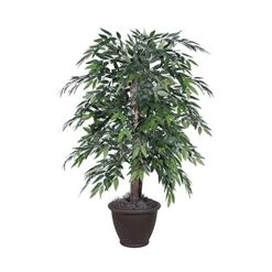 Vickerman 4' Artificial Green Smilax Bush, Brown Plastic Container.