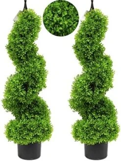 35 Inch/2.95 Ft Artificial Topiary Tree Outdoor Boxwood Spiral Topiary Trees Faux Topiary Trees, Artificial Topiaries Tree With Black Pot,Set Of 2 -Artificial Trees Store 51k1BWOF iL. AC