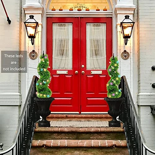 Armada Boxwood Topiary Trees Faux Spiral Artificial Feaux Plants Green Fakes Toparies Tree Indoor Outdoor Decor Plant With Plastic Pot Set Of 2 (35 Inch) 4 Armada Boxwood Topiary Trees Faux Spiral Artificial Feaux Plants Green Fakes Toparies Tree Indoor Outdoor Decor Plant With Plastic Pot Set Of 2 (35 Inch) - Image 2