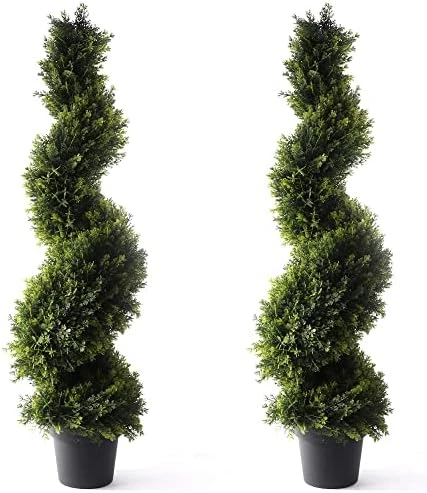 Bornbridge Artificial Spiral Topiary Tree - Indoor/Outdoor Topiary Trees - Artificial Outdoor Plants (2 Pack, 4' Cypress) 5 Bornbridge Artificial Spiral Topiary Tree - Indoor/Outdoor Topiary Trees - Artificial Outdoor Plants (2 Pack, 4' Cypress) - Image 3