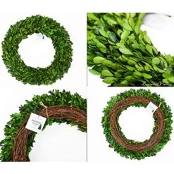 BoxwoodValley Preserved Boxwood Wreath 16 Inch Year Round Green Wreath For Halloween, Christmas Wreath Decor Green Garland For Indoor Green Autumn Wreath Decor (16 Inch) -Artificial Trees Store 51kzhn8b13L
