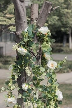 Der Rose 2 Pack 13Ft Artificial Eucalyptus Flower Garland With Fake Rose Flower Vine Seeded Eucalyptus Leaves Greenery Garland For Wedding Table Runner Backdrop Party Centerpiece Room Decor (White) 20 Der Rose 2 Pack 13Ft Artificial Eucalyptus Flower Garland With Fake Rose Flower Vine Seeded Eucalyptus Leaves Greenery Garland For Wedding Table Runner Backdrop Party Centerpiece Room Decor (White) -Artificial Trees Store 51l64srqSQL