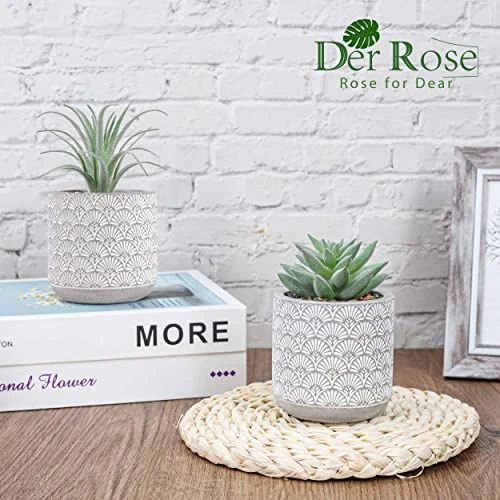 Der Rose 2 Packs Fake Plants Artificial Succulents Plants In Pots For Home Boho Decor Indoor 4 Der Rose 2 Packs Fake Plants Artificial Succulents Plants In Pots For Home Boho Decor Indoor - Image 2