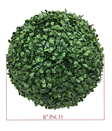 MODEENI Boxwood Topiary Ball 11 Inch Green Artificial Plant Real Look Home Decor Indoor/Outdoor For Porch Patio Or Wedding Round Bush Shrub, Modern Fresh With Hanging Chain 4 MODEENI Boxwood Topiary Ball 11 Inch Green Artificial Plant Real Look Home Decor Indoor/Outdoor For Porch Patio Or Wedding Round Bush Shrub, Modern Fresh With Hanging Chain - Image 2