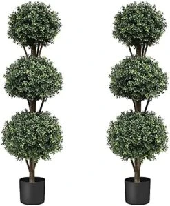 Momoplant 5ft Boxwood Topiary Artificial Tree Outdoor 59 Inches Faux Topiaries Trees Shaped Boxwood Trees Artificial Garden Home Office Décor Gift 2 Pack -Artificial Trees Store 51m4SyC7QsS. AC 1