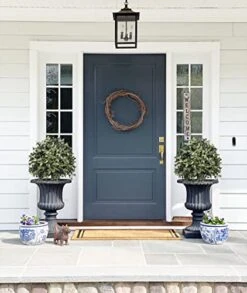 UNADRA 23” T 13” D Set Of 2 Artificial Topiary Ball Tree, Bush Potted Plant UV Resistance, Artificial Potted Shrubs For Indoor Outdoor Home Garden Decor