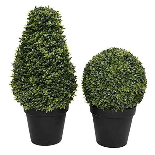 2 X Artificial Premium Quality Topiary Boxwood Ball Plants In Black Pots For Indoor Outdoor Decor, UV Stable (20in/50cm) 6 2 X Artificial Premium Quality Topiary Boxwood Ball Plants In Black Pots For Indoor Outdoor Decor, UV Stable (20in/50cm) - Image 4