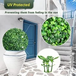 ROTEBIENE 2 Packs 21.6-inch Artificial Plant Topiary Balls For Outdoor Decor, Garden Spheres Decorative, Faux Boxwood Balls Plants For The Front Door, Porch, Backyard, Patio And Wedding NEUERMOND -Artificial Trees Store 51nW9fmn16L