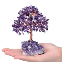 Jovivi Natural Amethyst Healing Crystal Money Tree On Amethyst Cluster Geode Druzy Base Feng Shui Crystals For Home Office Desk Decorations, Wealth, Good Luck -Artificial Trees Store 51nr354zzNL