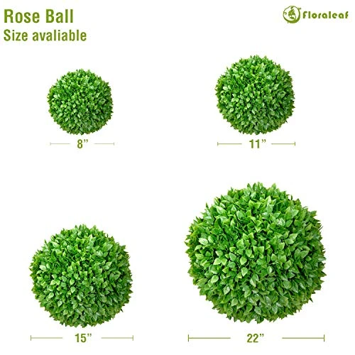 FLORALEAF 15" Artificial Boxwood Topiary Ball Topiary Tree Plants Lifelike Substitute Artifical Plant Balls For Wedding Decore -Indoor/Outdoor Decoration, Rose Leaf, 1 Piece 4 FLORALEAF 15" Artificial Boxwood Topiary Ball Topiary Tree Plants Lifelike Substitute Artifical Plant Balls For Wedding Decore -Indoor/Outdoor Decoration, Rose Leaf, 1 Piece - Image 2