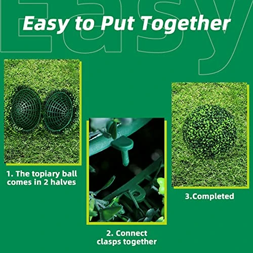 Easnwllim 2 PCS 14.96 Inch Artificial Boxwood Balls Decorative Faux Boxwood Balls Round Artificial Plant Topiary Ball For Backyard, Balcony, Garden, Wedding Party, Home Office 6 Easnwllim 2 PCS 14.96 Inch Artificial Boxwood Balls Decorative Faux Boxwood Balls Round Artificial Plant Topiary Ball For Backyard, Balcony, Garden, Wedding Party, Home Office - Image 4