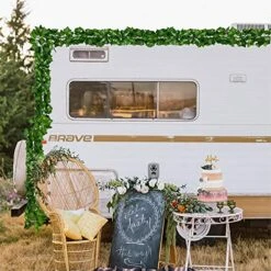 CQURE 24 Pack 168Ft Artificial Ivy Fake Vines,Ivy Garland Greenery Garland Fake Hanging Plants Vines Aesthetic Green Leaves For Bedroom Wedding Party Garden Wall Room Decor -Artificial Trees Store 51oXzcrYs7L