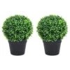 VidaXL 2x Artificial Boxwood Plants With Pots Ball Shaped Outdoor Ball Shaped Realistic Fake Plant Floral Decor Artificial Flower Green -Artificial Trees Store 51opIHASzaL