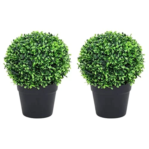 VidaXL 2x Artificial Boxwood Plants With Pots Ball Shaped Outdoor Ball Shaped Realistic Fake Plant Floral Decor Artificial Flower Green 3 VidaXL 2x Artificial Boxwood Plants With Pots Ball Shaped Outdoor Ball Shaped Realistic Fake Plant Floral Decor Artificial Flower Green