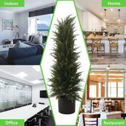 Softflame 33in Artificial Tall Cedar Topiary Tree Cypress Potted Plants, Artificial Plant Perfect For Home Office Indoor Decoration -Artificial Trees Store 51ozou6Uo6L