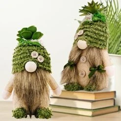 ZTML MS Succulents Air Plants Gnomes, 2Pcs Mr And Mrs Handmade Green Plants Gnomes Plush With Slender Leaves For Plant Stand Indoor Decor, Swedish Plush For Summer Living Room Office Desk Decor -Artificial Trees Store 51pDypmqBFL. AC