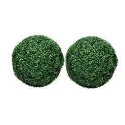 15 Inch Artificial Boxwood Balls Topiary, Faux Plants Boxwood Decorative Balls For Backyard, Balcony,Garden, Wedding And Home Décor (2 Pack)