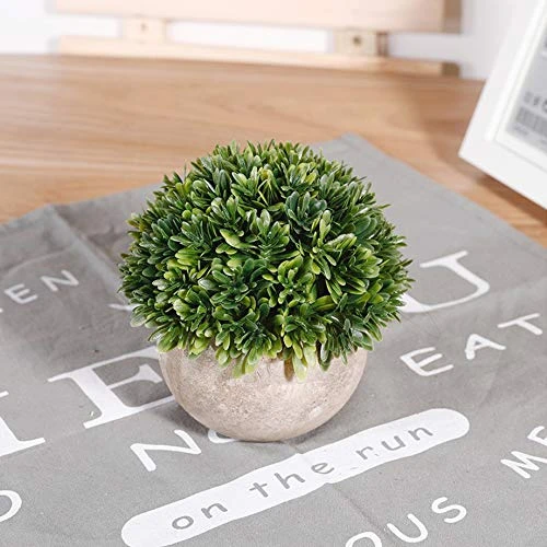 Tuokor Small Artificial Plants 5 Inch Mini Plastic Fake Green Topiary Shrubs With Pot For Home Décor (Green & White Set) 5 Tuokor Small Artificial Plants 5 Inch Mini Plastic Fake Green Topiary Shrubs With Pot For Home Décor (Green & White Set) - Image 3