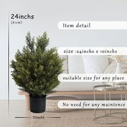 Cedar Artificial Bush,Faux Shrub,Topiary Artificial Cypress Tree,Includes Black Plastic Pot,2 Packs Fake Trees,Home Decor For Indoor And Outdoor,Faux Plants Outdoor,Artificial Greenery Set,24inch -Artificial Trees Store 51qNk3O1XwL
